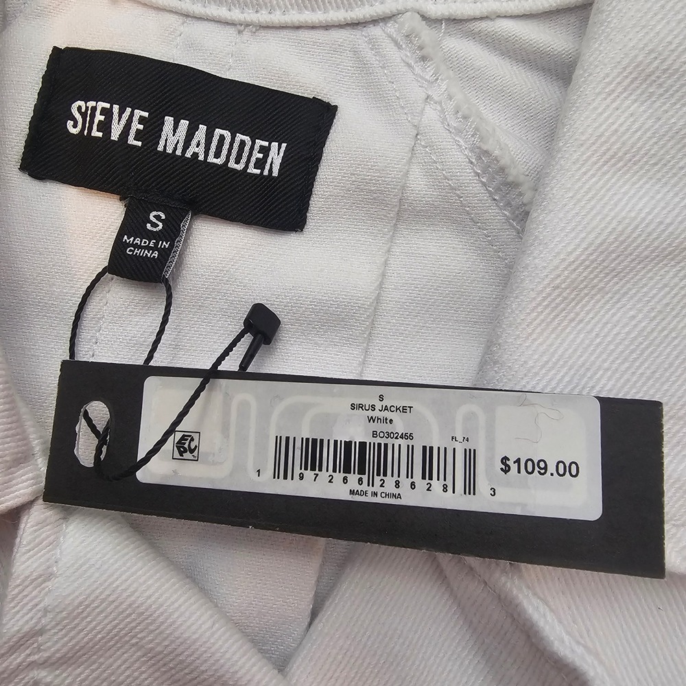 Steve Madden S Small Sirus White Denim Jacket Jean NWT 1432 - Picture 8 of 16